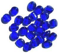 25 12mm Four-Sided Flat Round Sapphire Glass Beads